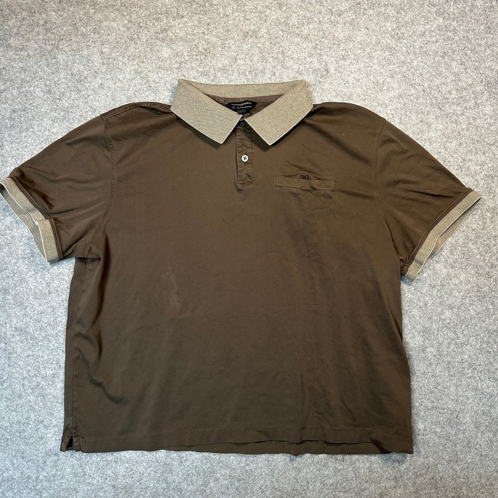 Banana Republic Luxe Touch Performance Polo XL Brown Solid Cotton‎ Short Sleeve